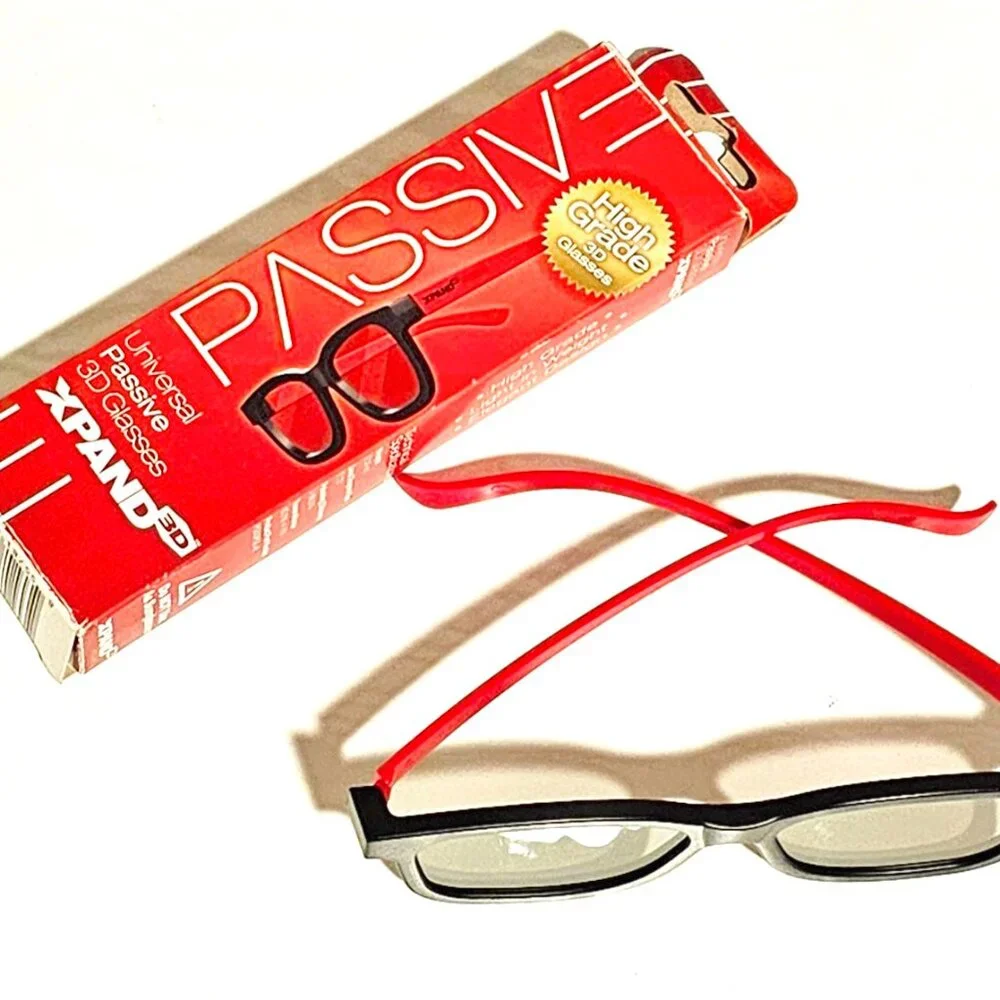 XPAND 3D Passive Universal 3D Glasses Set of 2, Black Red Movie Theater Cinema
